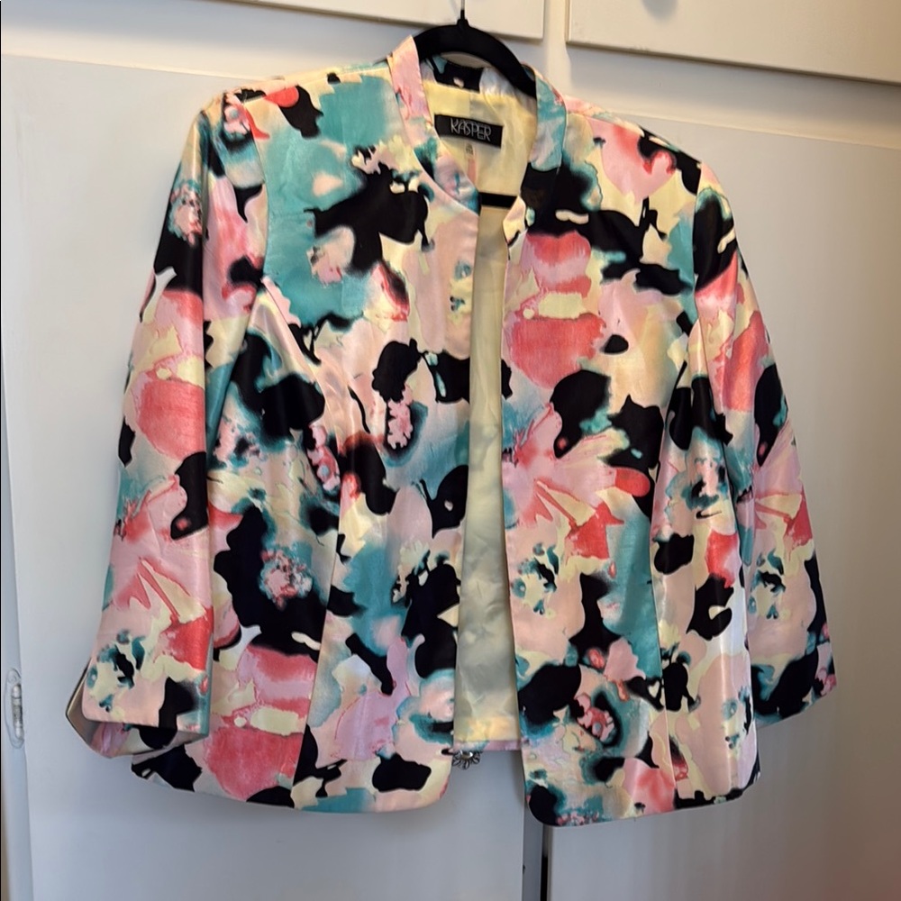 Kasper Abstract Pink and Blue Blazer
